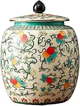 Kitchen Container Classic Ceramic Tea Canister Oriental Chinese Style Porcelain Loose Tea Container, Hand-Crafted Sugar Candy Container, Tea Container with Lid for Loose Tea(Large)