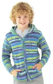 Knitting Pattern Hoodie Cardi Surfie Skye with Slanted Pockets 8ply 2-13yrs