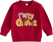 [Adobabirl] Toddler Baby Girl Boy Christmas Sweatshirt Santa Letter Embroidery Pullover Sweater Shirt Christmas Outfit