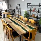 Blue Epoxy River Table Top, Epoxy Dining Table,Walnut Wood Table (84x42 Inch)