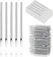 Yangna Piercing Needles - 50pcs 18G Stainless Steel Hollow Disposable Needles for Ear, Nose, Navel, Nipple, Lip, Tongue Piercing