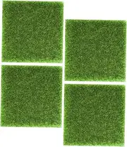 4Pcs Artificial Grass Mat for Micro Landscape Decor Realistic Imitation Turf for DIY Gardening Shop Decoration Grass Mats for Artistic Projects