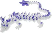 3D Printed Dragon 28cm Movable Articulated Dragon Toy Cherry Blossom Fidget Toy for Teens Adults Home Office Decor(Purple)