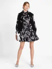 Bow-Tiful Silk-Blend Twill Shirtdress