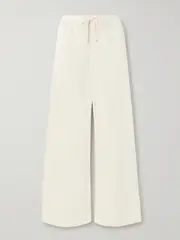 [ÉTERNE] ÉTERNE - Wide-leg Cotton-jersey Sweatpants - Off-white - large large Off-white