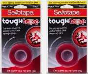 2 x Sellotape Tough Tape◉19mmx1.5m◉Clear Double Sided◉Heavy Duty Mounting◉UV Res