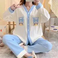 在飛比找蝦皮購物優惠-春夏季薄款產后喂奶哺乳月子服春秋款孕婦睡衣女懷孕期吸汗1月份