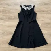 NWT ModCloth black A-line dress with peter pan collar, size 10