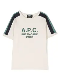 在飛比找Farfetch優惠-logo-print side stripe T-shirt