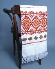 Ukrainian Rushnyk 200x33 cm Wedding Towel Hand Cross-Stitch Red Yellow