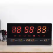 LED Number Clock Large Big Digital-Display W-Temperature Wall Alarm US Plug