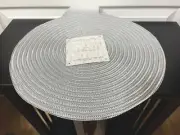 6 Silver 15" Round Woven Placemats, Christian Ashley Home SET of 6 NWT