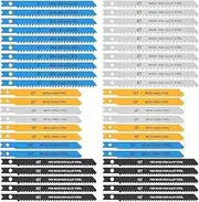 46 PCS Universal U-Shank Jig Saw Blade Set, for Wood Plastic Metal Cutting, HCS/HSS Jig Saw Blades Fit Most U Shank Jigsaws, Replace Bosch DEWALT SKIL Black and Decker Jigsaw Blades U Shank