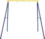 HONEY JOY Heavy Duty Steel Swing Frame, 1.8M Large A-Frame Swing Stand w/Ground Stakes, 250 kg All-Weather Swing Set for Kids & Adults, Ideal for Backyard, Garden, Playground (Without Swing) (Yellow)
