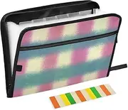 Peach Green Plush Mesh Expanding File Folder 13 Pockets A4 Letter Size Expanding File Pocket with Zipper Closure File Folder with Zipper for Office Supply
