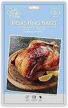 Pack of 10 - Large Roasting Bag 250mm x 380mm - Safe for in the Oven or Microwave - Easy Juicy Cooking Chicken Meat Fish Vegetables Clear