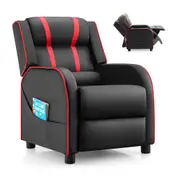 Costway PU Leather Sofa Ergonomic Recliner Armchair w/Footrest Pocket Couch
