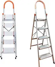 5 Step Aluminium Multi-Purpose Folding Ladder Light Weight Non Slip Platform