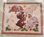 Vintage Columbia Minerva Crewel Picture Kit Puppies Kittens Beth Morehead