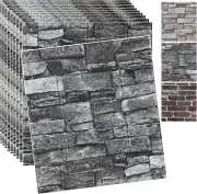10PCS 3D Wall Panels Peel and Stick Faux Stone Wall Panel (Black,10pcs)