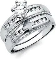 [JewelryWeb] Sterling Silver 925 CZ Cubic Zirconia Simulated Diamond Wedding Band Ring Jewelry Gifts for Women - Ring Size Options Range: J to R