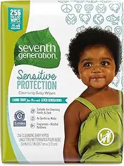 Seventh Generation Baby Wipes, Free & Clear Unscented and Sensitive, Gentle as Water, Refill with Tape Seal, 256 count