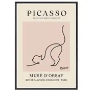 Galrie Picasso's Elegant Cat Art Print Premium Museé d'Orsay Collection for Home Decor, Black Frame, A0 84 x 119cm (33 x 47inch)