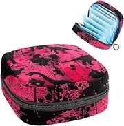 Sanitary Napkin Storage Bag,Period Bag,Pad Bag,Dinosaur Red Pattern,Period Pouch