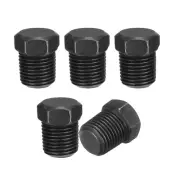 1/8 NPT Male Outer Head Hex Thread Socket Pipe Plug Fitting, 5Pcs, Black