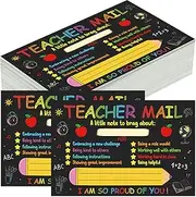 60PCS Chalkboard Teacher Mail Notes To Parents Classroom Good Behavior Incentive Motivational Cards Colorful Teacher Postcard to Send Home for Preschool Kindergarten Elementary School Teachers