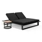 Arcadia Double Aluminium Sun Lounge In Charcoal With Round Side Table