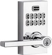 Kwikset 99170-005 SmartCode 917 Keyless Entry Contemporary Residential Keypad Electronic Lever Lock Deadbolt Alternative with Halifax Door Handle and SmartKey Security, Polished Chrome
