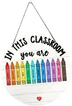 STARTIST 5 Pieces Welcome Signs for Classroom Door Decoration,Door Hanger,Wooden Plaque,Round Bulletin Board,Welcome to Our Classroom