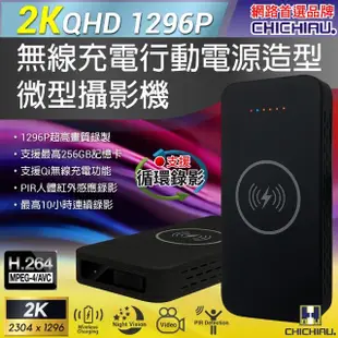 【CHICHIAU】2K 1296P 無線充電行動電源造型微型針孔攝影機/影音記錄器(空機)