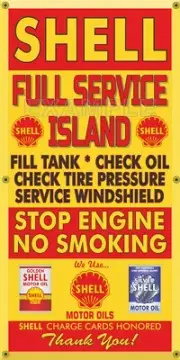 SHELL FULL SERVICE ISLAND VINTAGE OLD SCHOOL SIGN REMAKE BANNER SIGN ART MURAL