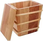 MOLUCKFU Wooden Rice Bucket Handmade Solid Storage Container with Sealed Lid for Rice Flour More Versatile Kitchen Essential with Generous Capacity for Home Cooking
