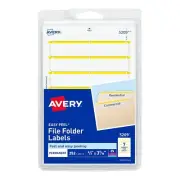 Avery Print or Write File Folder Labels 11/16 x 3 7/16 White/Yellow Bar 252/Pack