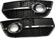 Compatible For Audi Q5 Standard 2009 2010 2011 2012 Fog Light Grill Cover Front Bumper Grille 8T0807681F HONEYCOMB Accessories(1 Pair)