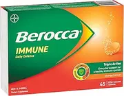 Berocca Immune Daily Defence Vitamin C, D and Zinc, Orange Flavoured Effervescent Tablets 45 Pack