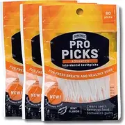Armonds ProPicks Advanced Dental Picks for Teeth Cleaning - Disposable Plastic Toothpicks for Teeth & Gums - Clean & Reach Behind Teeth & Massages Gums - Fresh Mint Flavor - 3 Packages x 80 Toothpicks