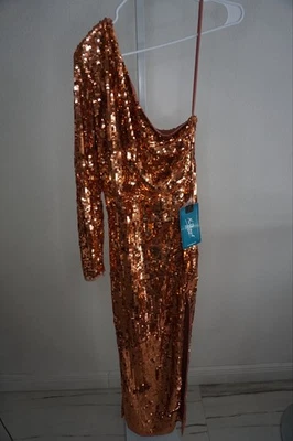 NWT Mac Duggal One Sleeve High Slit Gown - size 12