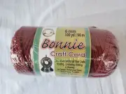 BONNIE Craft Cord WINE 6mm Macrame Cord 100 Yds Heat Fusible Made In USA