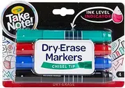 CRAYOLA 586543 Take Note Premium Whiteboard Markers 4pk, Chisel Tip, Great for Boardroom, Classroom or Office, Bright Colours that stand out and Erase easily for visual impact in meetings or schools