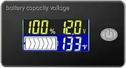 Kivner 12V/24V/36V/48V/60V/72V Battery Monitor Tester - Voltage, Capacity, Temperature Display - Lead Acid, Lithium, LiFePO4 Batteries - Cars, Marine, RV