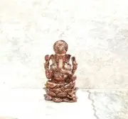 Copper Handmade Little Ganesh Idol Statue Rich Patina Antique Finish