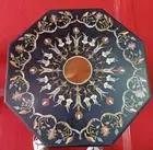 2' black Marble Dining Coffee Center side Table Top inlay malachite antique t14