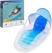 Swimways Dry Float Shadester Pool Float, Translucent Inflatable Recliner Chair for Adults with Fast Inflation, Canopy, Foot Rest and Cup Holder