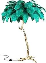 Ostrich Feather Lamp Feather Floor Lamps 3 Colors Led Bulb Bedroom Standing for Living Room Bedroom Office Shop Window Cafe Meeting Room,Green,60x55cm/24x22in (Desk lamp)