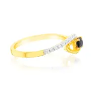 9ct Yellow Gold 0.27 Created Sapphire & 16Cubic Zirconia Ring, Q