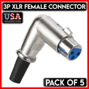 XLR Female Connector 3 Pin 90 Degree Mic Right Angle Microphone Cable Plug 5PCS